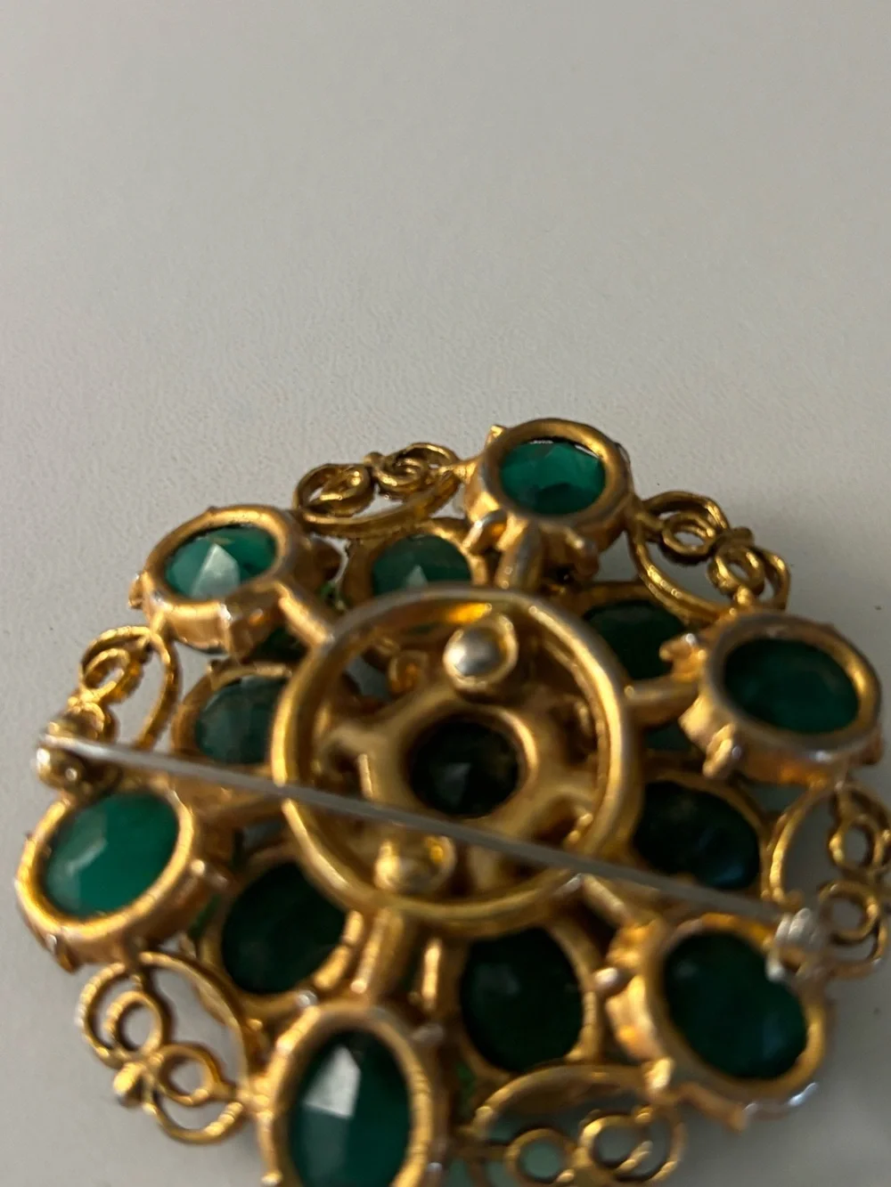 Vintage green cluster brooch